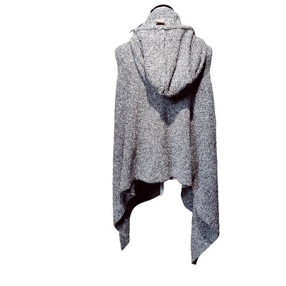 NWT Soft Surroundings Grey Plush Sleeveless Waterfall Sweater Open Front Hooded - Picture 8 of 8